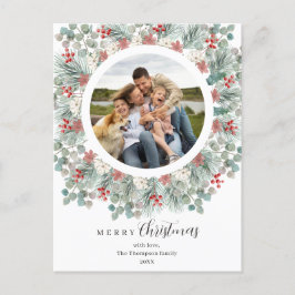 Julens Elegant och Rustic Botanical Ram Holi Helg Vykort