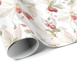 Julens Elegant Vattenfärg Berry Wrapping Papper Presentpapper