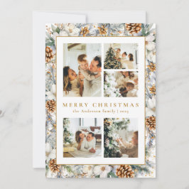 Julens Elegant Vattenfärg Botaniskt blad Julkort