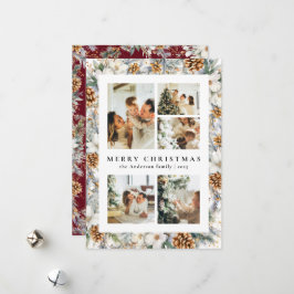 Julens Elegant Vattenfärg Botaniskt blad Julkort