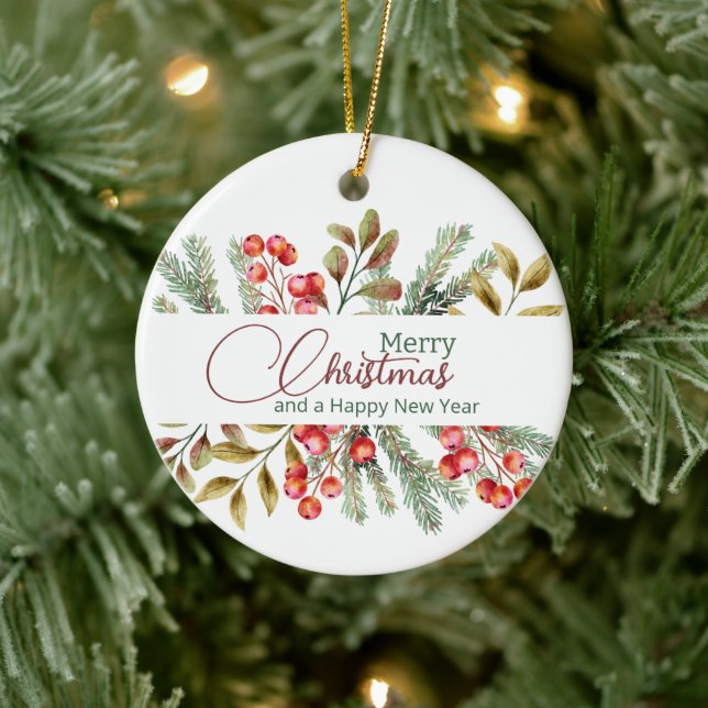 Julens Elegant Vattenfärg Julgransprydnad Keramik (Träd)