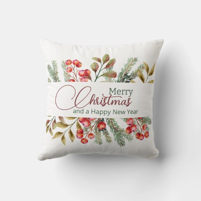 Julens Elegant Vattenfärg Kudde (Baksida)