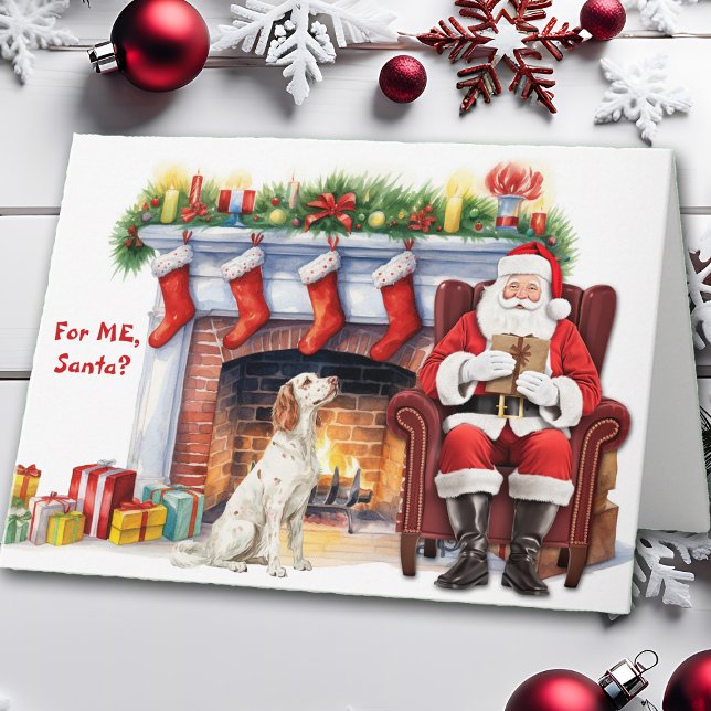 Julens engelska Setter Hund Cute-jul Helgkort (Skapare uppladdad)