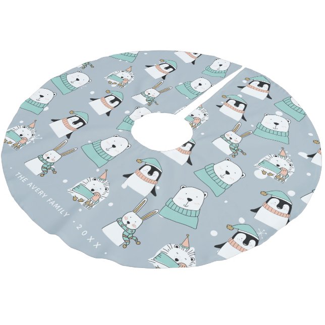 Julens enkla Personlig Julgransmatta Borstad Polyester (Vinklad)