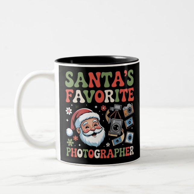Julens favoritfotograf julklapp rolig Två-Tonad mugg (Vänster)