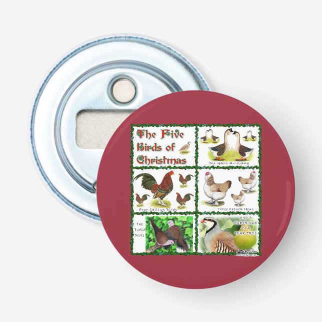 Julens fem fåglar flasköppnare (Framsidan)