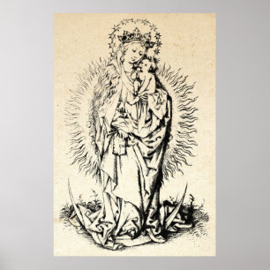 Julens födelse Madonnan och barnet Jungfru Maria Poster