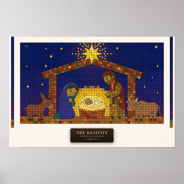 Julens födelse — Rubiks kub mosaik Poster (Framsidan)
