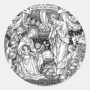 Julens födelsedag Jesus Mary Joseph Runt Klistermärke