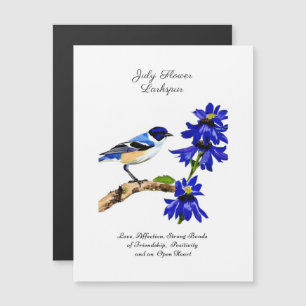 Julens födelsemånad BlåFlower Bluebird and Larkspu