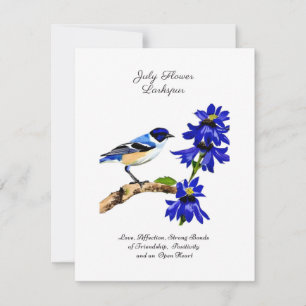 Julens födelsemånad BlåFlower Bluebird and Larkspu