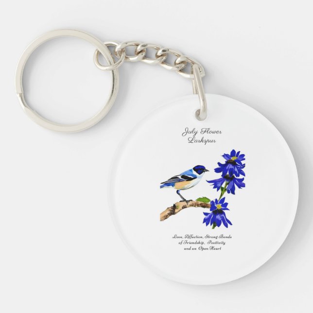 Julens födelsemånad BlåFlower Bluebird and Larkspu (Framsidan)