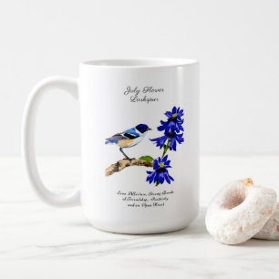 Julens födelsemånad BlåFlower Bluebird and Larkspu Kaffemugg