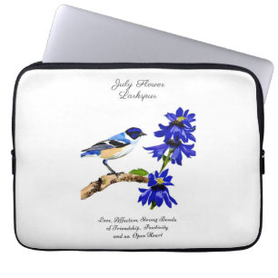 Julens födelsemånad BlåFlower Bluebird and Larkspu Laptop Fodral