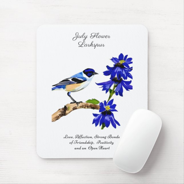 Julens födelsemånad BlåFlower Bluebird and Larkspu Musmatta (Med mus)