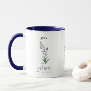 Julens födelsemånad Flower Larkspur Birthday Gift Mugg