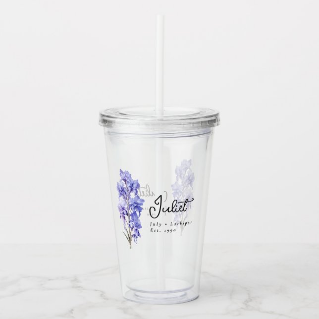 Julens födelsemånad Flower Larkspur Personlig Take Away Mugg (Framsida)