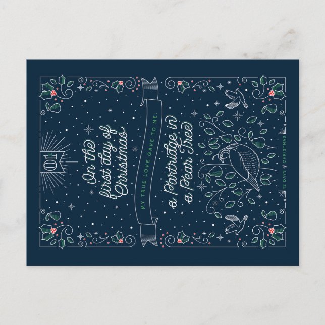 JULENS FÖRSTA DAG / Julkort Helg Vykort (Framsida)