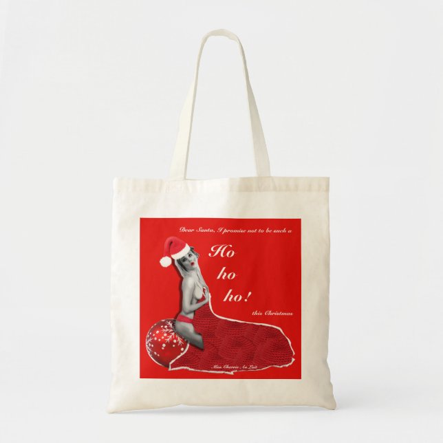 Julens fräcka Pinup Joke Dam Julafton Shopper Bag Tygkasse (Framsidan)