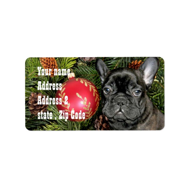 Julens Fransk Bulldog Adressetikett (Framsidan)