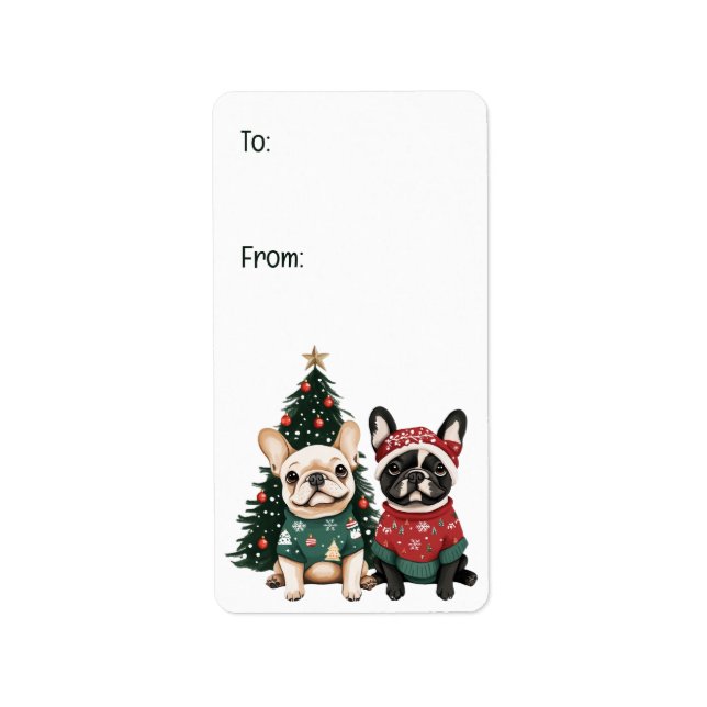 Julens Fransk Bulldog Adressetikett (Framsidan)