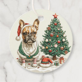 Julens Fransk Bulldog Elf Hund Gåvor Etiketter