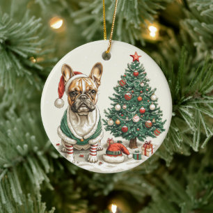 Julens Fransk Bulldog Elf Hund Julgransprydnad Keramik