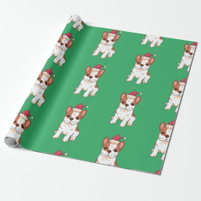 Julens Fransk Bulldog Hund Hollidays Gift Presentpapper (Utrullad)