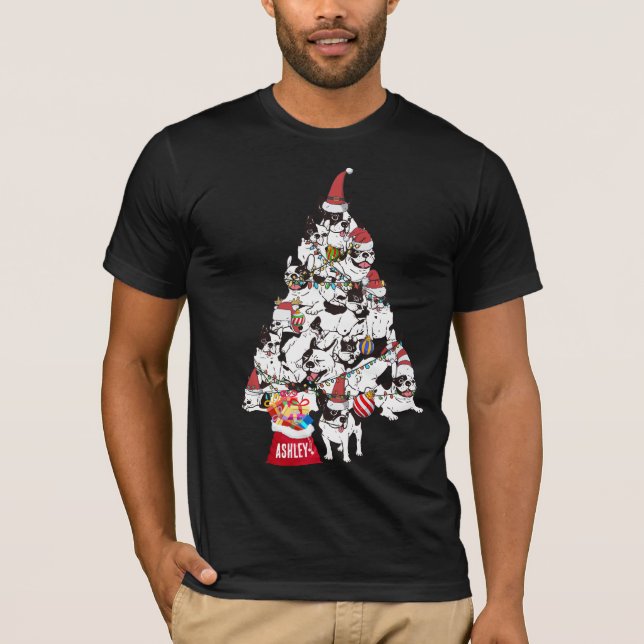 Julens Fransk Bulldog Hund Puppy Cute T Shirt (Framsida)