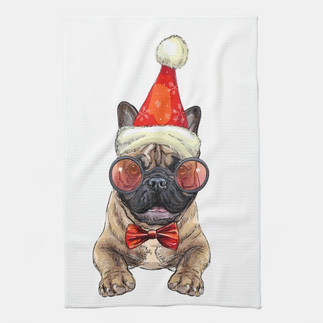 Julens Fransk-bulldog Large jul Stocking Kökshandduk (Vertikal)