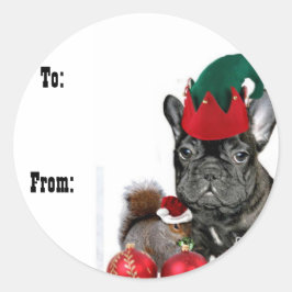 Julens Fransk Bulldog-märkre Runt Klistermärke