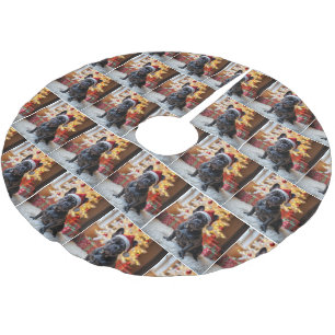 Julens Fransk Bulldog på Päls Matta Julgransmatta Borstad Polyester