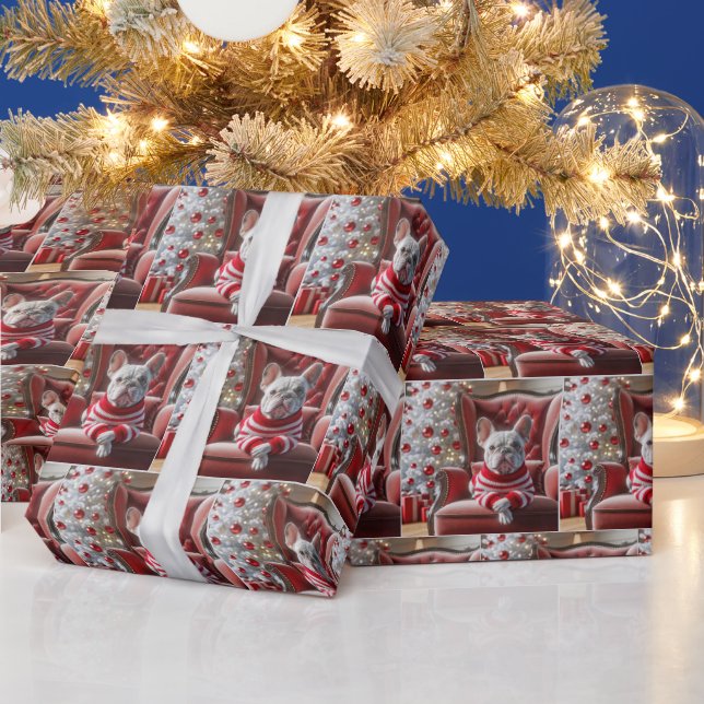 Julens Fransk Bulldog på tuftad stol Presentpapper (Helgdagar)