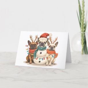 Julens Fransk Bulldog Reindeer Hundar Helgkort