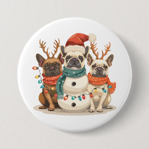 Julens Fransk Bulldog Reindeer Hundar Knapp