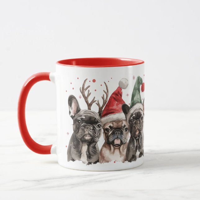 Julens Fransk Bulldog Reindeer Hundar Mugg (Vänster)