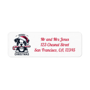 Julens Fransk Bulldog Santa Hat - Returadress Etikett