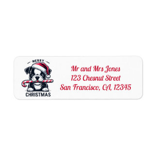 Julens Fransk Bulldog Santa Hat - Returadress Returadress Etikett