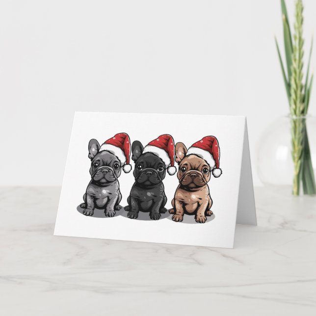 Julens Fransk Bulldog Santa Hund Helgkort (Framsida)