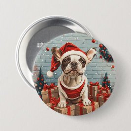 Julens Fransk Bulldog Santa Hund Knapp