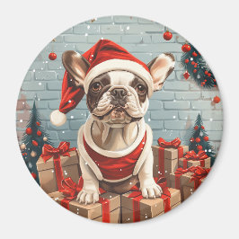 Julens Fransk Bulldog Santa Hund Magnet