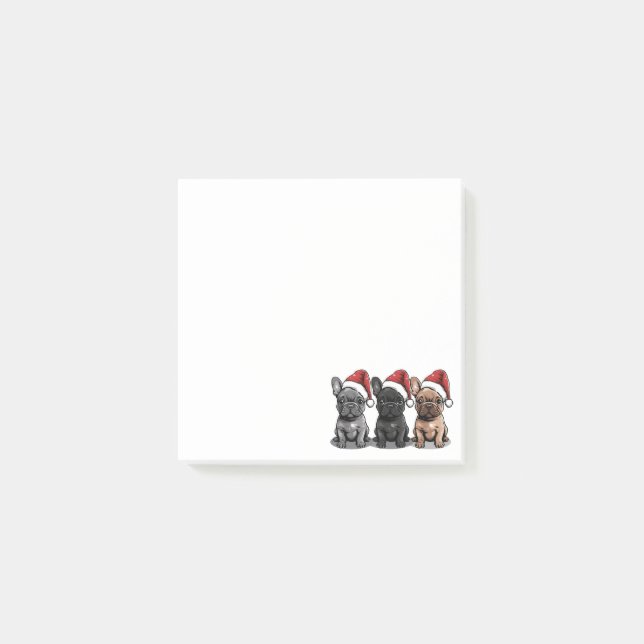 Julens Fransk Bulldog Santa Hund Post-it Block (Framsida)