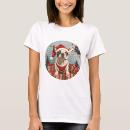 Julens Fransk Bulldog Santa Hund T Shirt