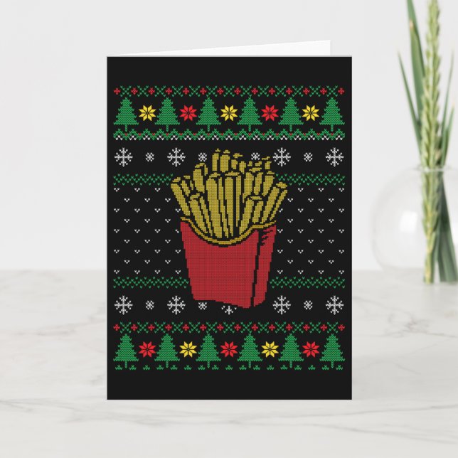 Julens Fransk Fries Ugly Sweater Kort (Framsida)