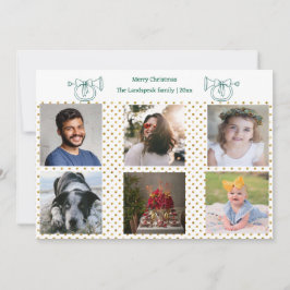 Julens Fransk Horn Guld Confetti och 6 foton Julkort