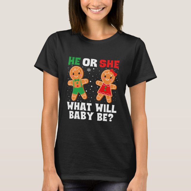 Julens Gender Reveal Gingerbröd T Shirt (Framsida)