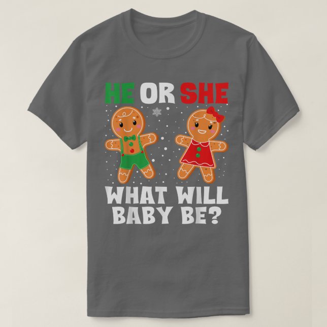 Julens Gender Reveal Gingertea Cookie He eller S T Shirt (Design framsida)