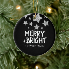 Julens Gnistra Stars Merry bright Family namn Julgransprydnad Keramik