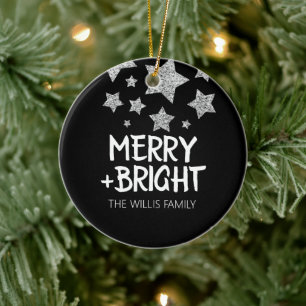 Julens Gnistra Stars Merry bright Family namn Julgransprydnad Keramik