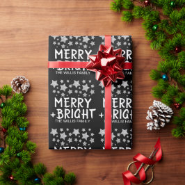 Julens Gnistra Stars Merry bright Family namn Presentpapper
